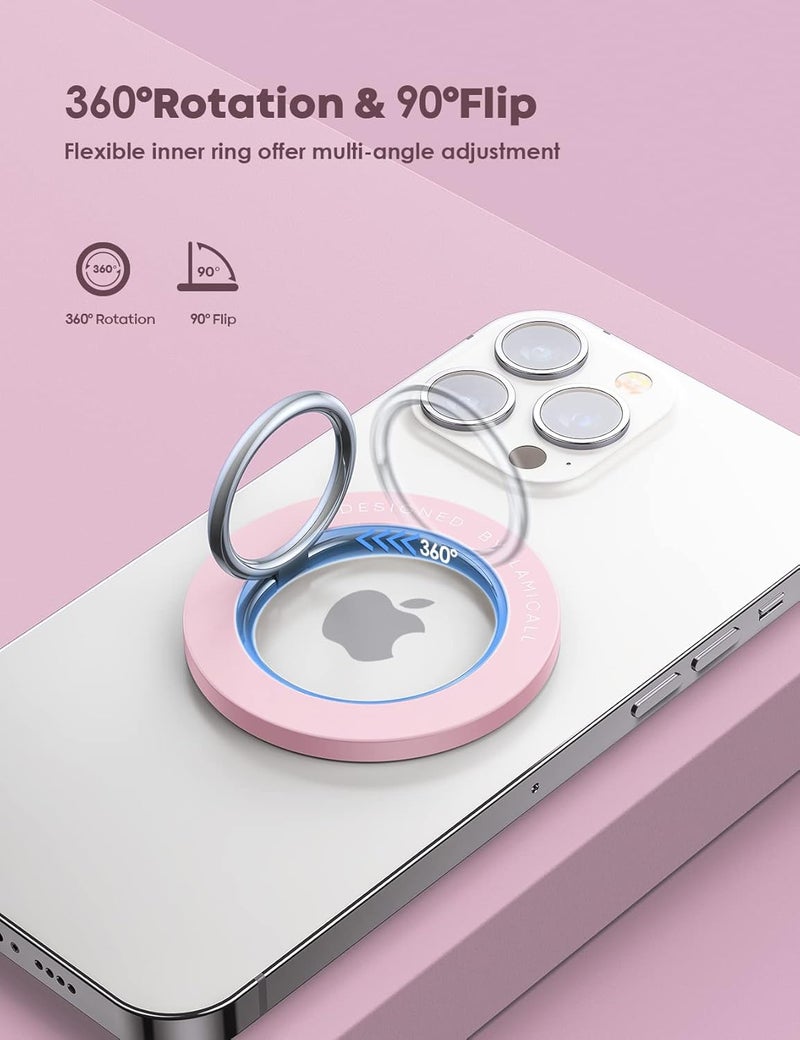 Lamicall Magnetic Phone Ring Grip Holder Compatible for Magsafe, 360° Rotating with Smooth Damping, Finger Ring Holder, Pop Grip Stand, Mag Safe Kickstand Accessories for iPhone 17 Pro Max, Pinky - Image 3